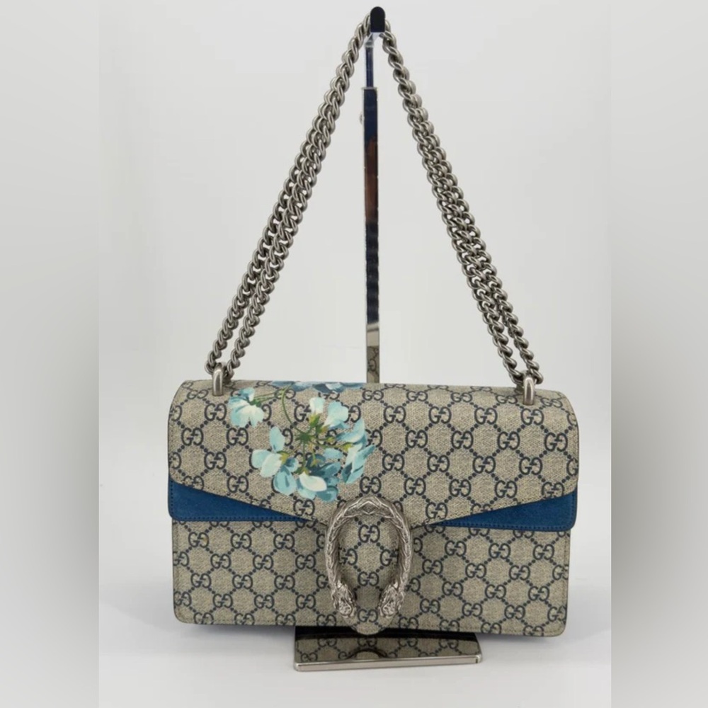Gucci Cream and Blue Dionysus Shoulder Bag